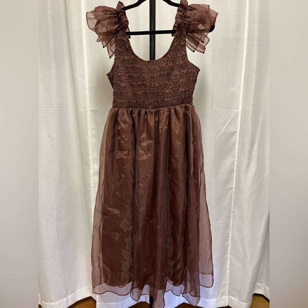 Sofie the label taffeta midi brown dress whimsigoth/fairycore style | size S - Picture 4 of 8